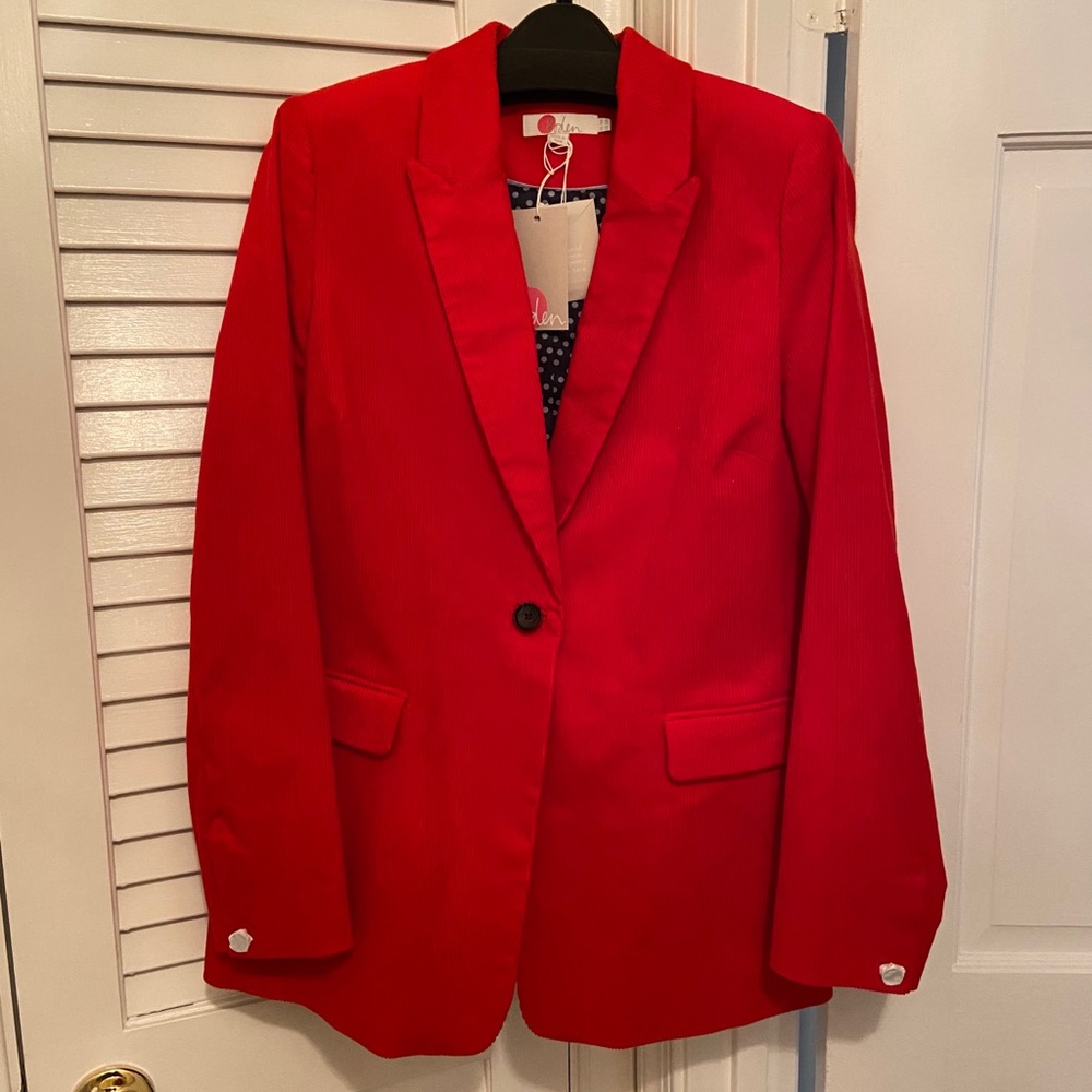 Boden cherry red corduroy blazer